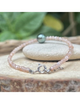pouvoir de la pierre de soleil en bracelet et perle de Tahiti en bracelet sunstone prix