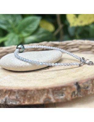 perle de Tahiti en bracelet avec des labradorites prix
