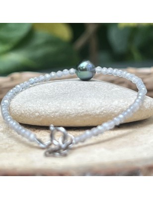 perle de Tahiti en bracelet avec des labradorites prix