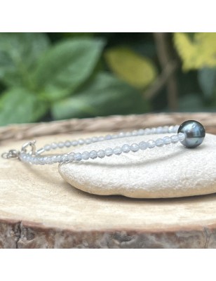 perle de Tahiti en bracelet avec des labradorites prix