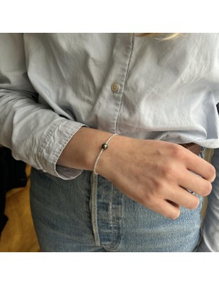 perle de Tahiti en bracelet avec des labradorites prix