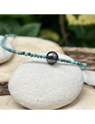 perle de Tahiti en collier avec des turquoises prix
