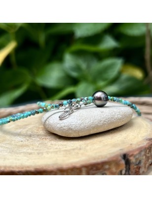 perle de Tahiti en collier avec des turquoises prix