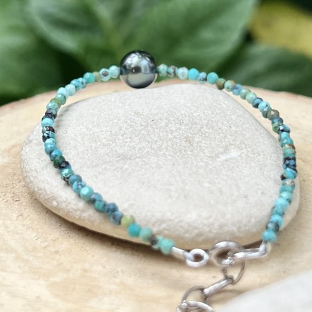 Mana Moana - Pulsera de Perlas de Tahití - Turquesa
