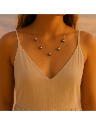 Isae - Collana con cinque perle di Tahiti 9/10 mm