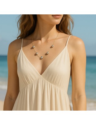 Yséa - Collana con Cinque Perle di Tahiti - Gold-filled