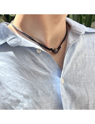 perle noire gravée en ras du cou homme perle de culture de Tahiti prix