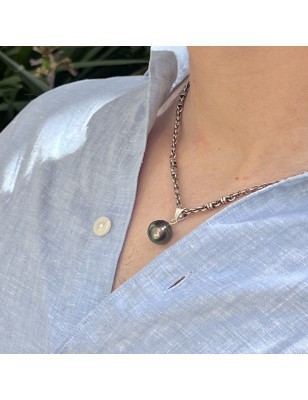 collier homme perle de Tahiti prix grosse perle noire - perle pour homme