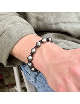 big tahitian pearls in men's leather bracelet price - tahitian jewel cultured pearls - tahitian jewerly for men