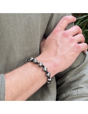 big tahitian pearls in men's leather bracelet price - tahitian jewel cultured pearls - tahitian jewerly for men