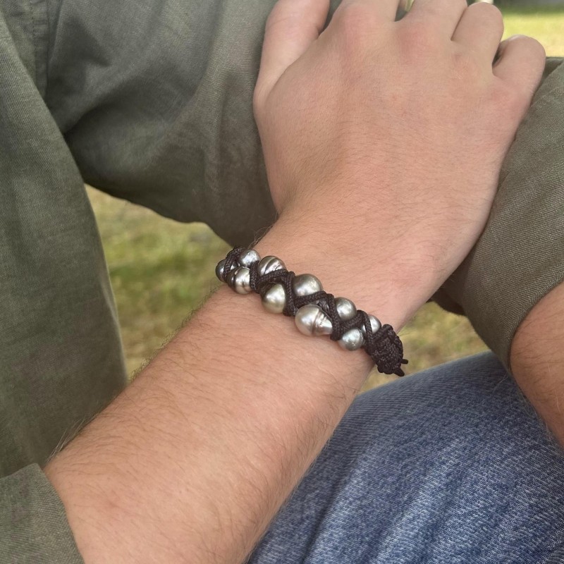 Aito - Bracciale Uomo Perle di Tahiti - Grigie