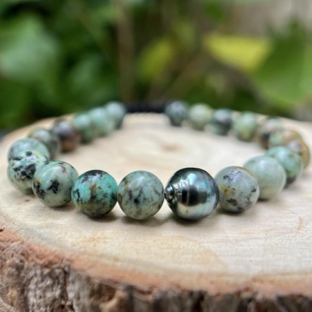 Bracelet Turquoises - Perle de Tahiti - 9.38mm