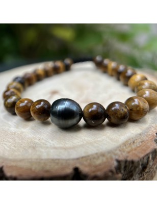 perle tahiti bracelet homme perle de culture prix - oeil de tigre bracelet bijoux tahitiens