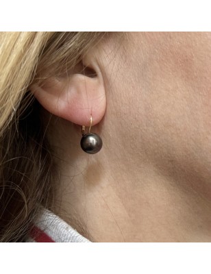 prix Boucles oreilles perle noire de Tahiti - perles en boucles d'oreilles