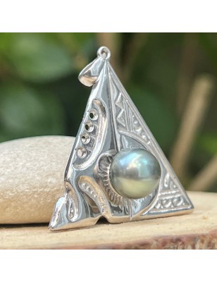 Tahitian Pearl Marquesan Sterling Silver Pendant