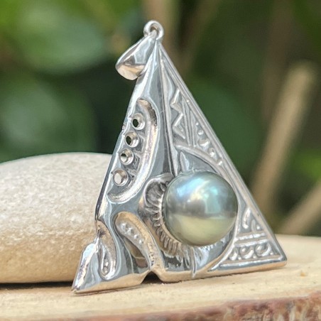 Tali - Pendentif Argent Rhodié Perle de Tahiti