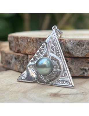 Tahitian Pearl Marquesan Sterling Silver Pendant