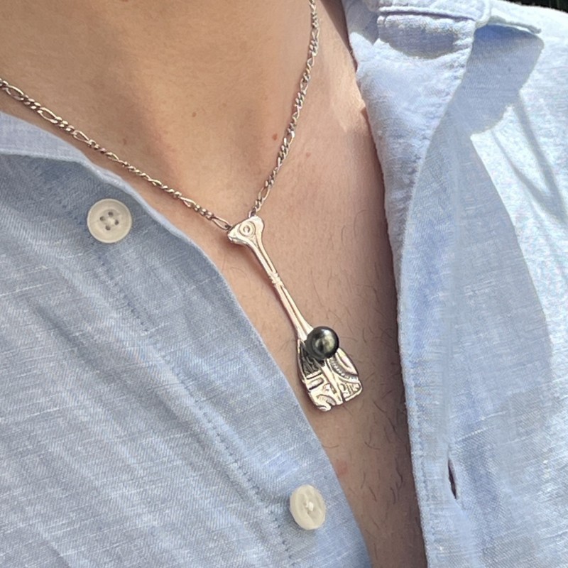 tahitian cultured pearl maori pendant price - paddle pendant for men