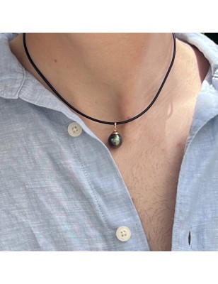 prix perle collier homme grosse perle de Tahiti 11mm - 12 mm