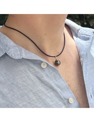 prix perle collier homme grosse perle de Tahiti 11mm - 12 mm