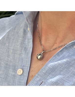 Lagoon Tahitian Pearl Octopus Pendant - Rhodium Silver