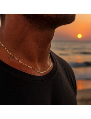 gold figaro link for men - men chain 9 Carats gold - tahitian jewerly for men - tahiti jewerly