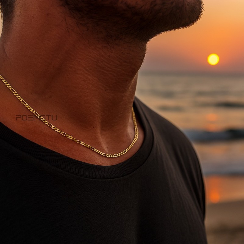 2 mm Figaro Triple Chain – 9K Yellow Gold