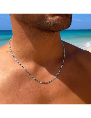 rhodium silver men's chain price length 50cm - tahitian jewerly for men - tahiti jewerly