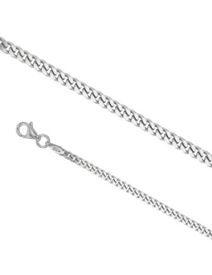 Rhodium Silver Men's Neck Chain - Curb - 2.35mm