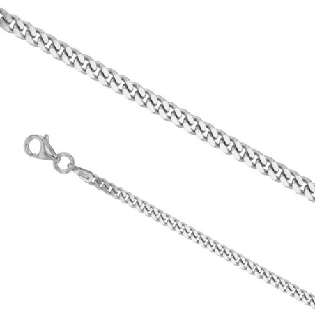 Rhodium Silver Men's Neck Chain - Curb - 2.35mm