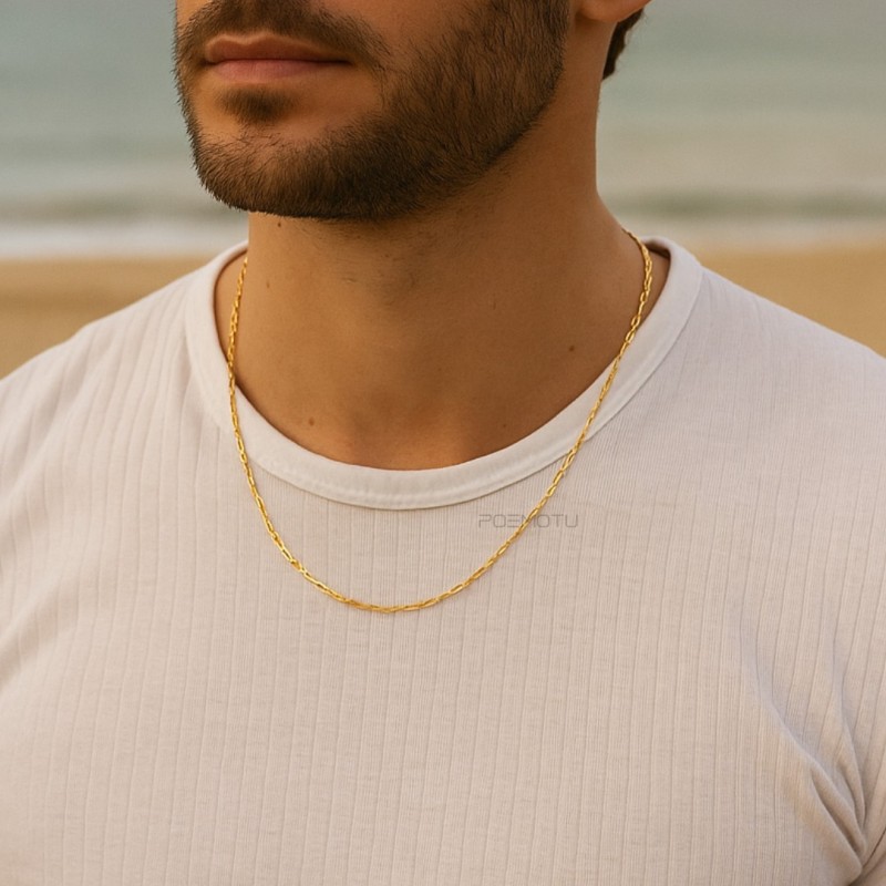 Men’s Elongated Cable Chain – Gold-Plated﻿ - 2.70mm