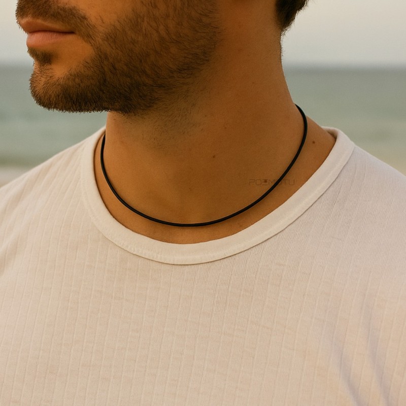 Gargantilla para hombre - Caucho negro - 2 mm