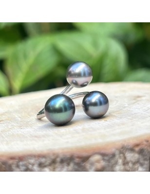 which ring to give a woman you love ? Tahitian cultured pearls silver ring - prices and details