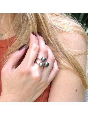 which ring to give a woman you love ? Tahitian cultured pearls silver ring - prices and details