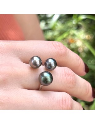 quelle bague offrir à une femme ? bague argent perles de culture de Tahiti signification