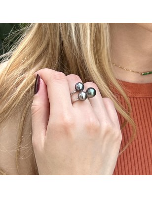 quelle bague offrir à une femme ? bague argent perles de culture de Tahiti signification