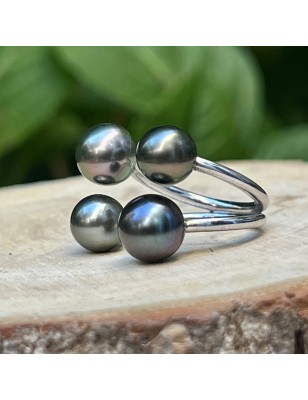 perles Tahiti en bague argent femme prix - bague avec 4 perles