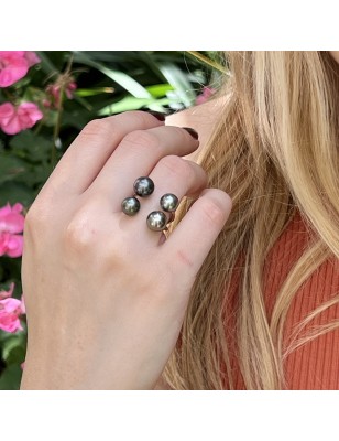 perles Tahiti en bague argent femme prix - bague avec 4 perles