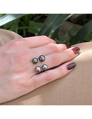 4 tahiti pearls on silver women's ring - tahitian cultured pearl jewel price