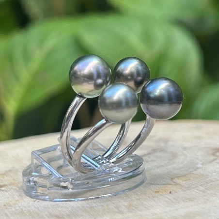 perles Tahiti en bague argent femme prix - bague avec 4 perles