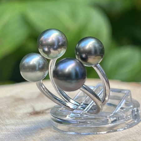 perles Tahiti en bague argent femme prix - bague avec 4 perles