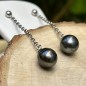 Two Tahitian Pearls in Dangling Earrings