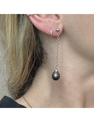 deux perles Tahiti boucle oreille femme prix