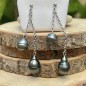 Cuatro perlas de Tahití en pendientes colgantes