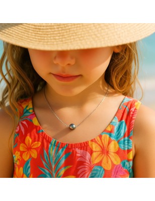 Tahiti pearl children's gold necklace with a small pearl from Tahiti price - bat mitzvah gift - tahitian jewerly