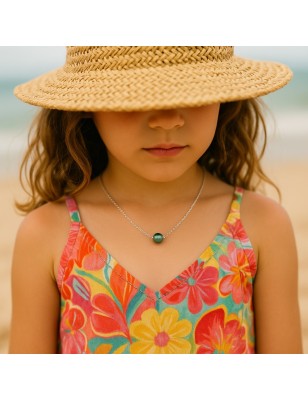 Tahiti pearl children's gold necklace with a small pearl from Tahiti price - bat mitzvah gift - tahitian jewerly