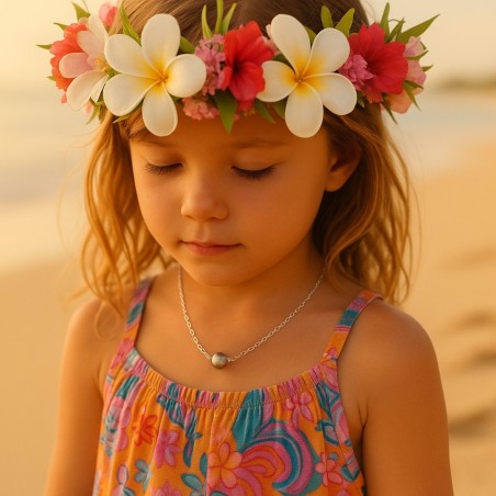 perle Tahiti collier enfant argent avec une perle de culture de Tahiti - cadeau bat mitsva