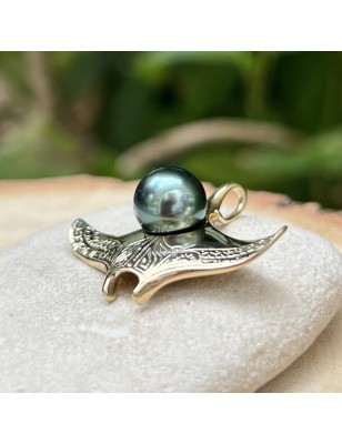 Tahiti pearl manta ray men's gold pendant - ray in gold for men price