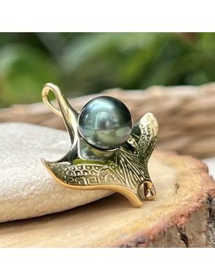 Tahiti pearl manta ray men's gold pendant - ray in gold for men price