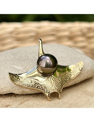Tahiti pearl manta ray men's gold pendant - ray in gold for men price